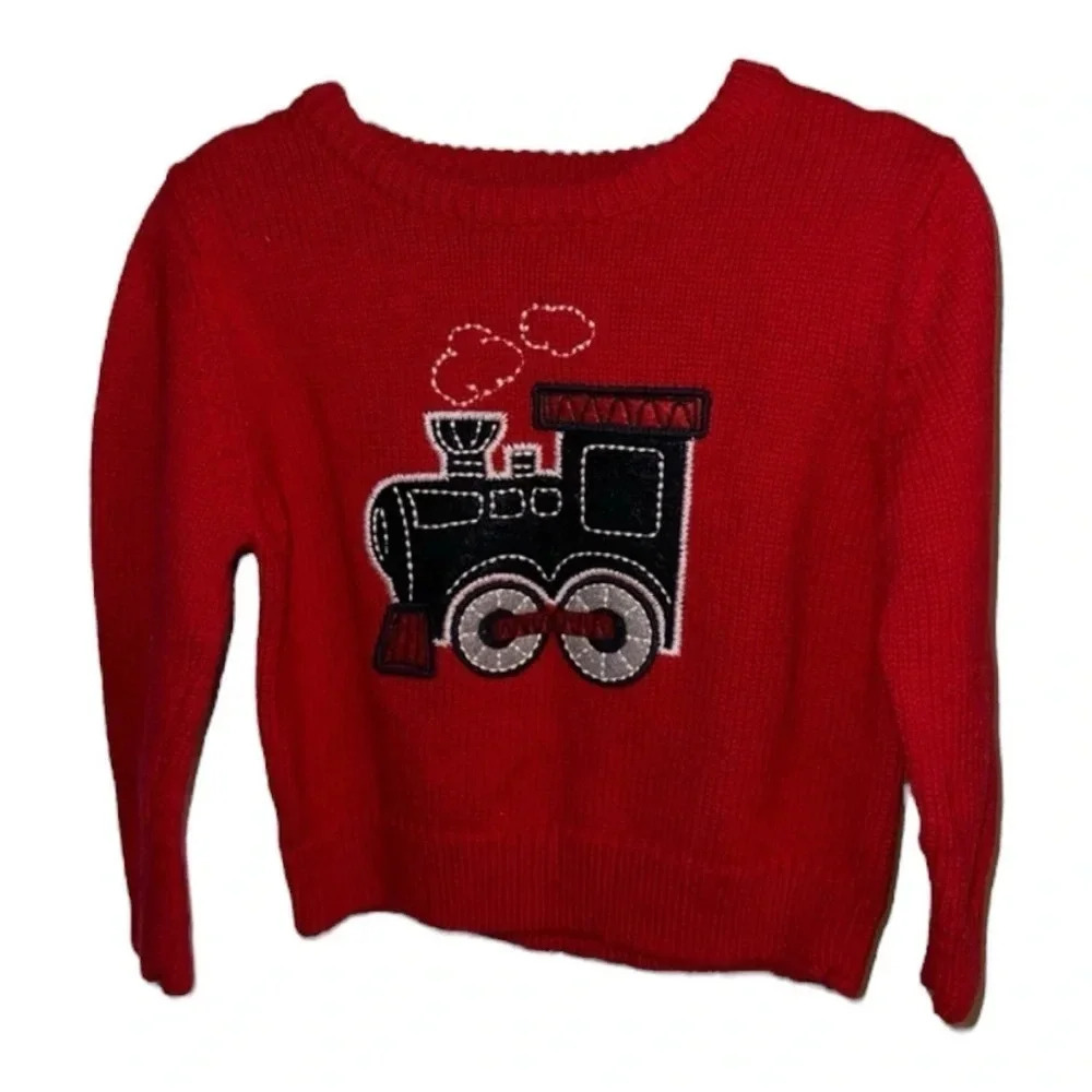 OshKosh B'Gosh Boys Red Train Sweater Size 18m